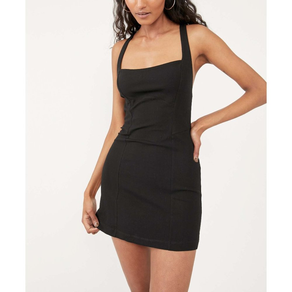NWT Free People Solid Just Peachy Mini Dress / Black